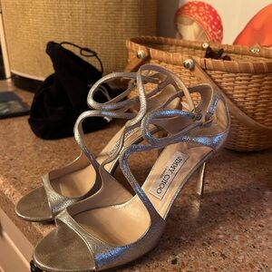 Jimmy Choo Silver Stiletto Heels Elegant Design